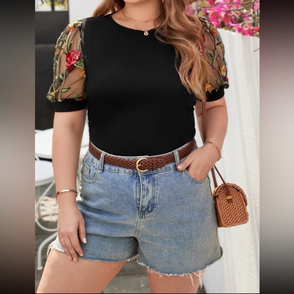 Boho floral mesh puff sleeve blouse - Picture 8 of 11